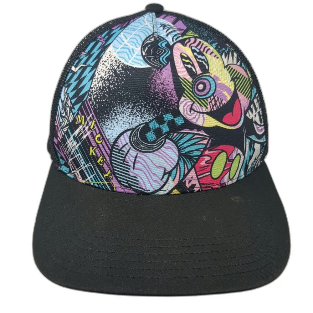 Neff Trucker Hat Black One Size Mickey Mouse Disney Graphic Mesh Snapback Brim